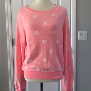 Wildfox Pink Polka Dot Sweater Sz M